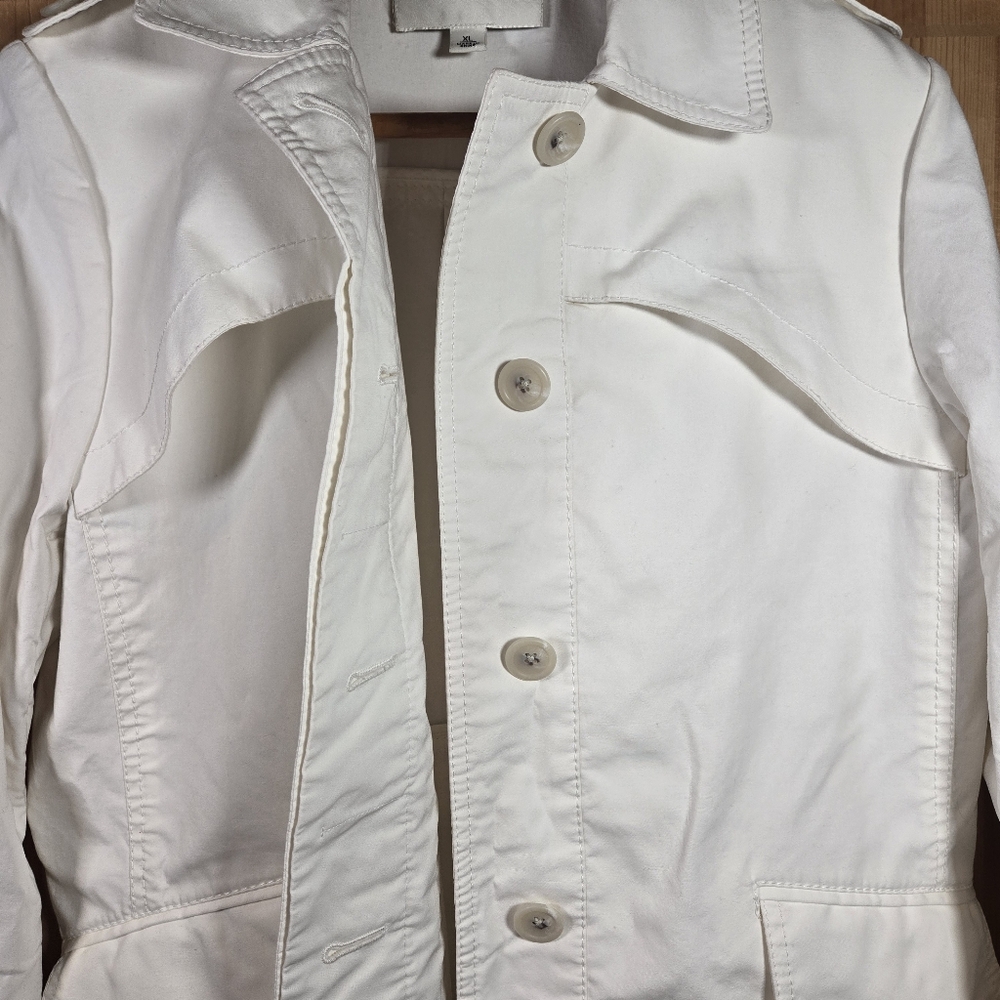 Vintage Banana Republic Trench Coat Button Womens XL White Spring Office Career - Picture 3 of 12
